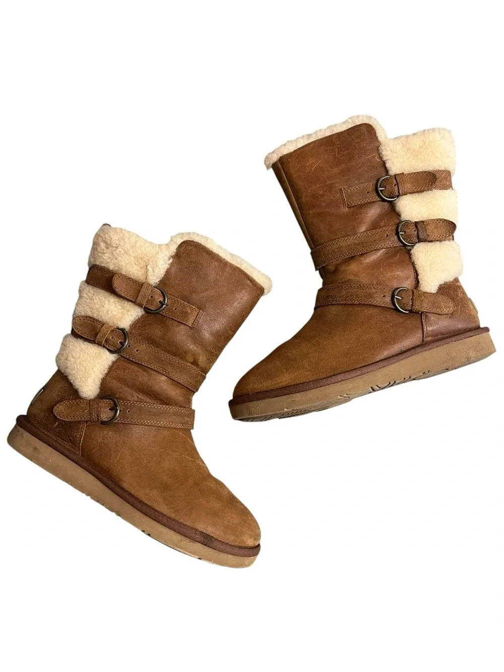 UGG Australia Becket Shearling Buckle Boots Chestnut Brown Women’s Size 8